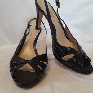 Ann Taylor Navy Open-toe Slingback Heels "Natalie"